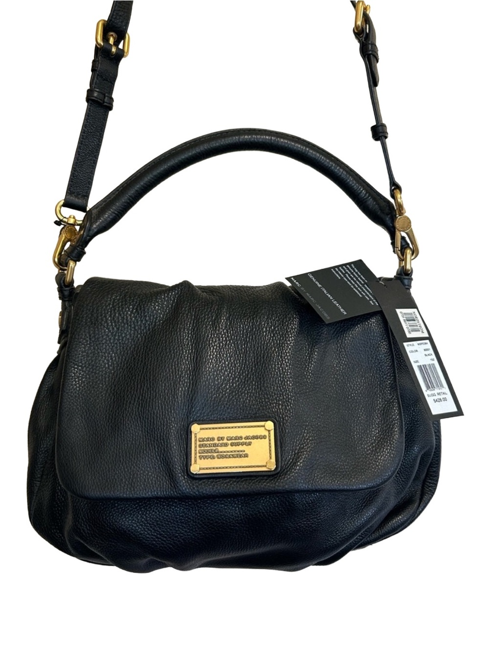Marc by Marc Jacobs Lil Ukita Black Pebbled Leather Shoulder Bag OS